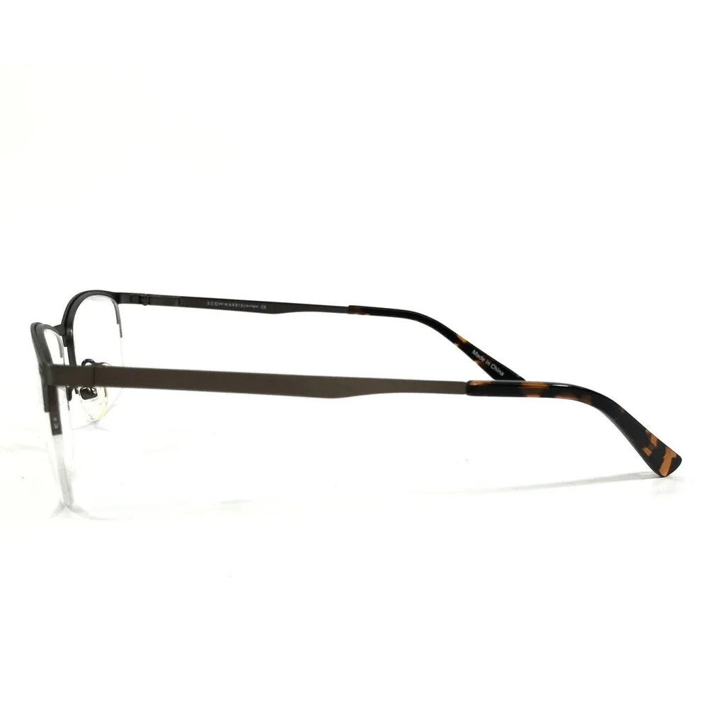 Scott Harris Eyeglasses Frames SH-586 C2 Gunmetal Rectangle Half Rim 54-18-140